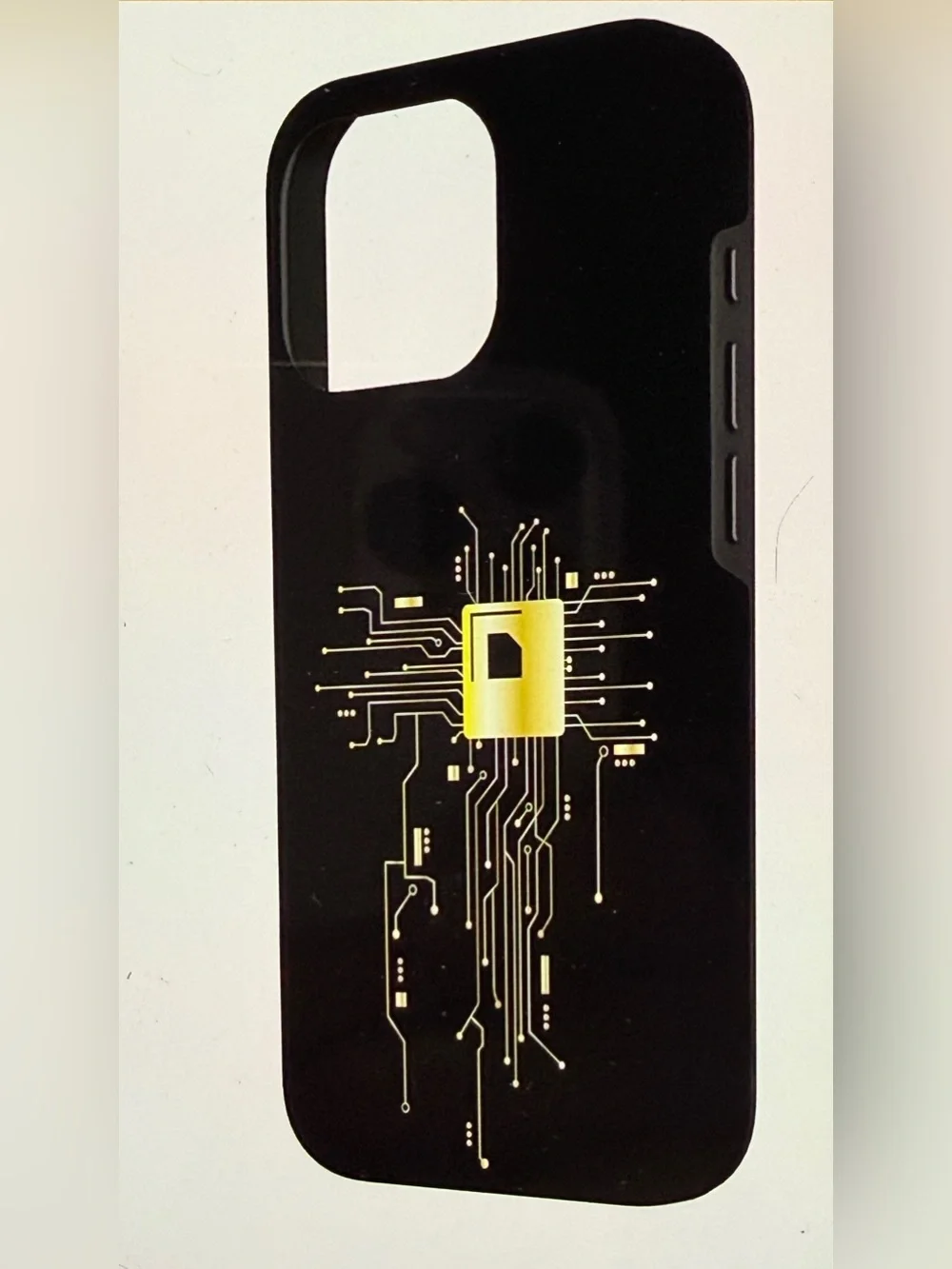 Phone case for Iphone 17 Pro Black with gold circuit design - unbranded